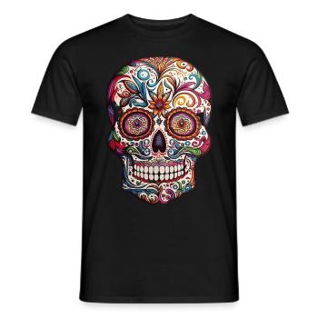 Farbenfroher Schädel im mexikanischen Stil - Männer T-Shirt - Schwarz - Vorne - AI Model Male 178 light (178cm)