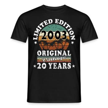 20th Birthday 2003 Year 20 Years - Men's T-Shirt - black - Front - AI Model Male 178 light (178cm)
