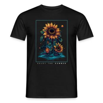 Psychedelic Sunflowers Garden Nature Gift - Men's T-Shirt - black - Front - AI Model Male 178 light (178cm)