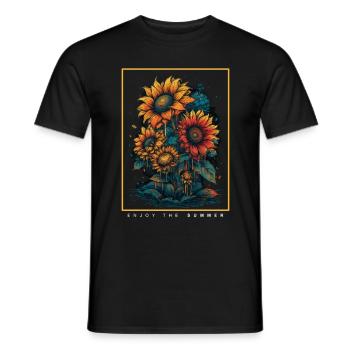 Psychedelic Sunflowers Garden Nature Gift - Men's T-Shirt - black - Front - AI Model Male 178 light (178cm)