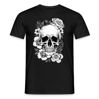 Aesthetic Floral Skull Art Gift - Men's T-Shirt - black - Front - AI Model Male 178 light (178cm)