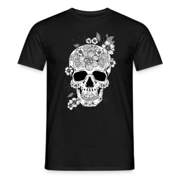 Aesthetic Floral Skull Art Gift - Men's T-Shirt - black - Front - AI Model Male 178 light (178cm)