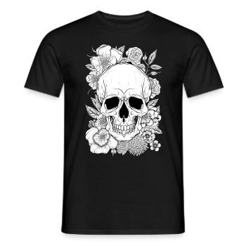 Aesthetic Floral Skull Art Gift - Men's T-Shirt - black - Front - AI Model Male 178 light (178cm)