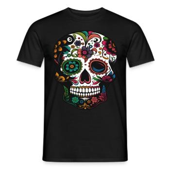 Tête de mort, fête des morts au Mexique - T-shirt homme - noir - Devant - AI Model Male 178 light (178cm)
