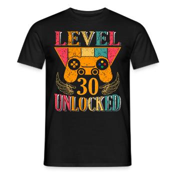 Spieler Level 30 Jubiläum Spieler 30 Jahre - Männer T-Shirt - Schwarz - Vorne - AI Model Male 178 light (178cm)