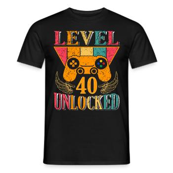 Spieler Level 40 Jubiläum Spieler 40 Jahre - Männer T-Shirt - Schwarz - Vorne - AI Model Male 178 light (178cm)