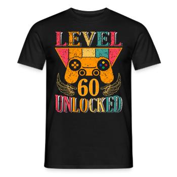 Level 60 Freigeschalteter Geburtstagsspieler 60 - Männer T-Shirt - Schwarz - Vorne - AI Model Male 178 light (178cm)