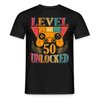 Stufe 50 freigeschaltet – 50. Jahrestag - Männer T-Shirt - Schwarz - Vorne - AI Model Male 178 light (178cm)