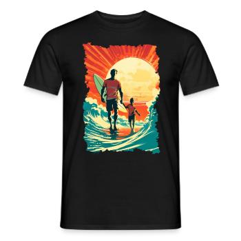 Père et fils surfeur cadeau surfeur - T-shirt homme - noir - Devant - AI Model Male 178 light (178cm)