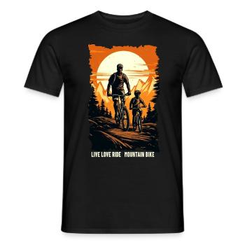 Father and son mountain bike mountain biker gift - Men's T-Shirt - black - Front - AI Model Male 178 light (178cm)
