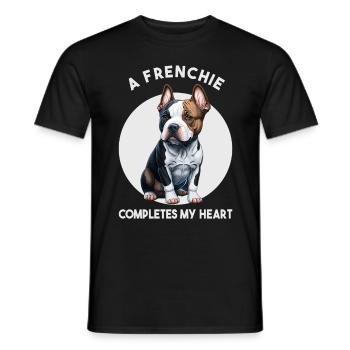 A Frenchie completes my heart - Männer T-Shirt - Schwarz - Vorne - AI Model Male 178 light (178cm)