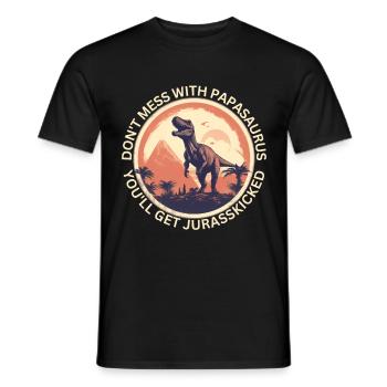 Drôle Papa Papasaurus Dino Dinosaur Cadeau - T-shirt homme - noir - Devant - AI Model Male 178 light (178cm)