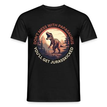 Drôle Papa Papasaurus Dino Dinosaur Cadeau - T-shirt homme - noir - Devant - AI Model Male 178 light (178cm)