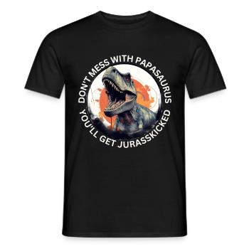 Witziges Papa Papasaurus Dino Dinosaurier Geschenk - Männer T-Shirt - Schwarz - Vorne - AI Model Male 178 light (178cm)