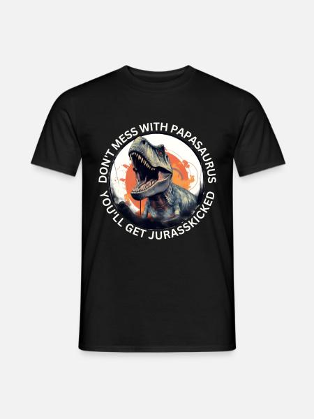 Grappige Papa Papasaurus Dino Dinosaurus Gift - Heren T-shirt - zwart