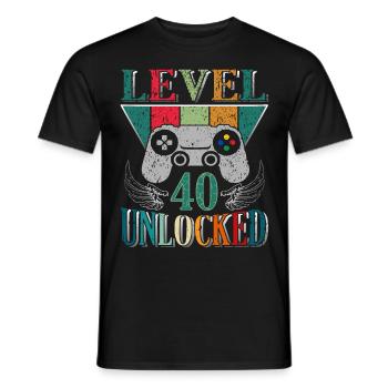 40 Birthday Gamer Niveau 40 Vintage complet - T-shirt homme - noir - Devant - AI Model Male 178 light (178cm)