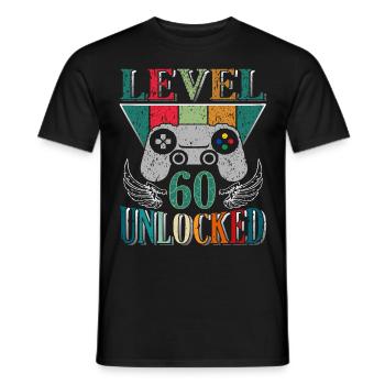 60th Birthday 60 Years of Gamer Level Complete - Men's T-Shirt - black - Front - AI Model Male 178 light (178cm)
