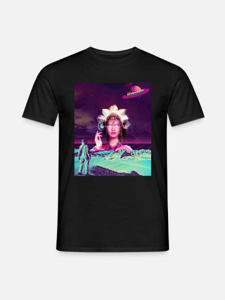 Space Godness in Retrowave - Männer T-Shirt - Schwarz