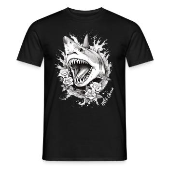 Fleur de requin Oceanographe Plongeur Cadeau - T-shirt homme - noir - Devant - AI Model Male 178 light (178cm)