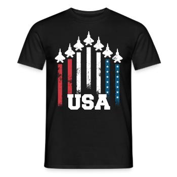 Avion de combat des États-Unis drapeau formation de l’armée de l’air - T-shirt homme - noir - Devant - AI Model Male 178 light (178cm)