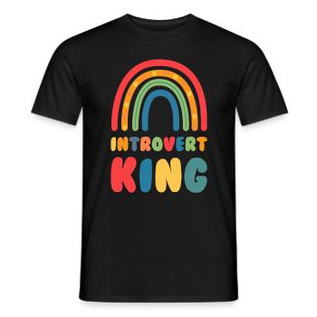 Roi introverti avec un joli design rétro arc-en-ciel - T-shirt homme - noir - Devant - AI Model Male 178 light (178cm)
