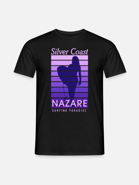 Nazare Surfer Girl Portugal Silver Coast - Männer T-Shirt - Schwarz