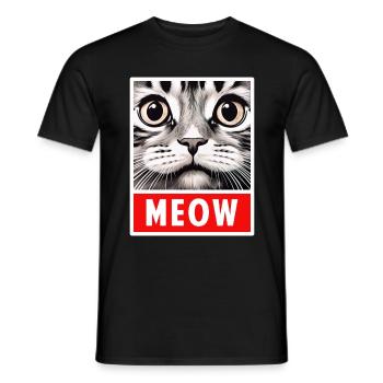 MEOW Meow Cadeau de visage de chat mignon - T-shirt homme - noir - Devant - AI Model Male 178 light (178cm)