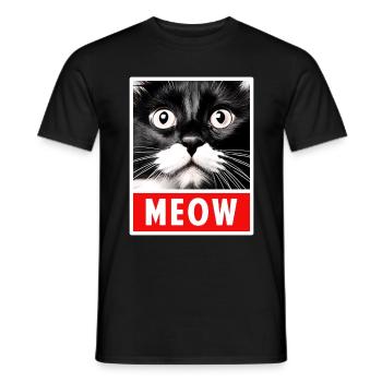 MEOW Meow Cute Cat Face - Men's T-Shirt - black - Front - AI Model Male 178 light (178cm)