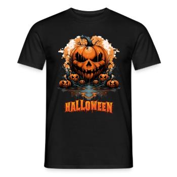 Halloween Jack O Lantern Pumpkin - Men's T-Shirt - black - Front - AI Model Male 178 light (178cm)