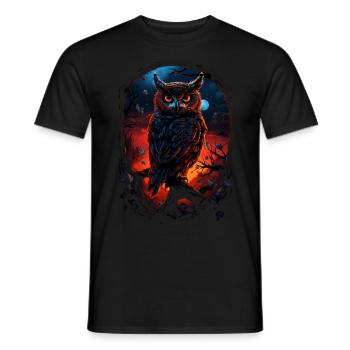 Beautiful owl with big eyes at night - Men's T-Shirt - black - Front - AI Model Male 178 light (178cm)