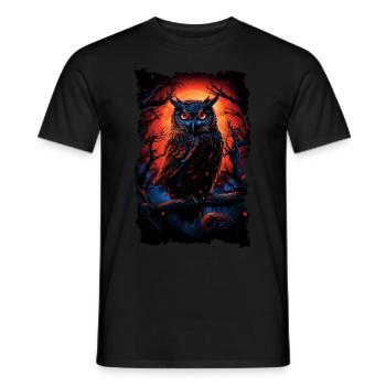 Cool owl with big eyes at night - Men's T-Shirt - black - Front - AI Model Male 178 light (178cm)