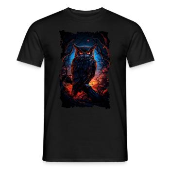 Cool owl with big eyes at night - Men's T-Shirt - black - Front - AI Model Male 178 light (178cm)