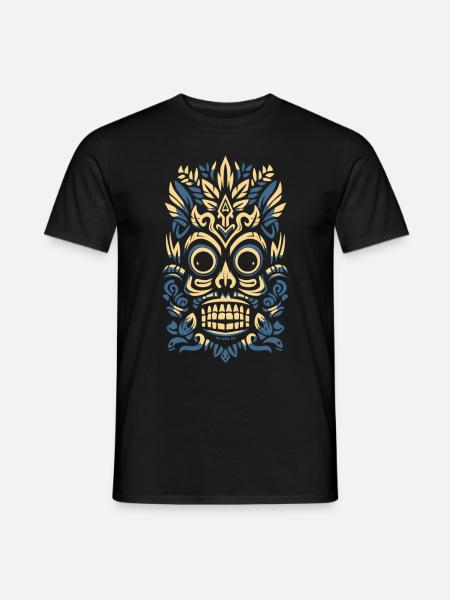 Masque rétro tribal polynésien Tiki Maori - T-shirt homme - noir