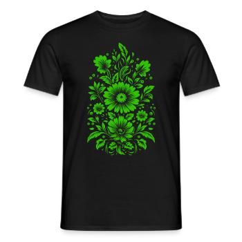 Beau motif floral vert - T-shirt homme - noir - Devant - AI Model Male 178 light (178cm)