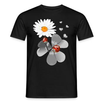 Clover with ladybug - Men's T-Shirt - black - Front - AI Model Male 178 light (178cm)
