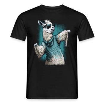 Llama Alpaca Animal Gift Idea - Men's T-Shirt - black - Front - AI Model Male 178 light (178cm)