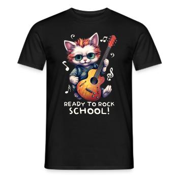 Chaton chat inscrit à la rentrée scolaire - T-shirt homme - noir - Devant - AI Model Male 178 light (178cm)