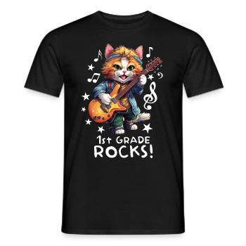 Chaton chat inscrit à la rentrée scolaire - T-shirt homme - noir - Devant - AI Model Male 178 light (178cm)