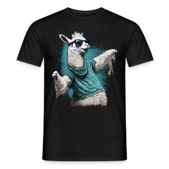 Dancing Llama Llamas Alpaca Animal Gift Idea - Men's T-Shirt - black - Front - AI Model Male 178 light (178cm)