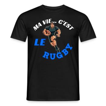 Ma vie c'est le rugby - rugby direct cadeau - T-shirt homme - noir - Devant - AI Model Male 178 light (178cm)