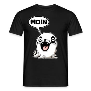 Moin Moin Robbe Maritim Seehund - Männer T-Shirt - Schwarz - Vorne - AI Model Male 178 light (178cm)