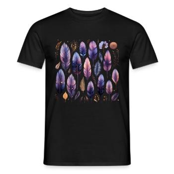 Colorful Feathers - Men's T-Shirt - black - Front - AI Model Male 178 light (178cm)