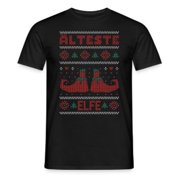 Ugly Christmas Weihnachtself Älteste Elfe Xmas Elf - Männer T-Shirt - Schwarz - Vorne - AI Model Male 178 light (178cm)