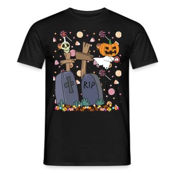 Halloween ghost, pumpkin Boo. - Men's T-Shirt - black - Front - AI Model Male 178 light (178cm)