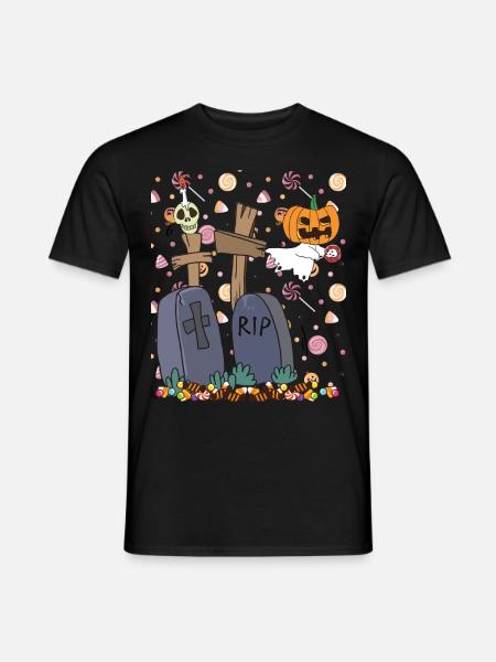Halloween ghost, pumpkin Boo. - Men's T-Shirt - black
