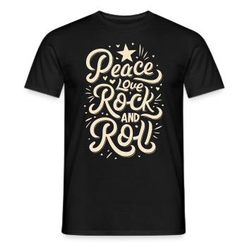 Peace Love Rock And Roll Déclaration Devise - T-shirt homme - noir - Devant - AI Model Male 178 light (178cm)