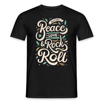 Peace Love Rock And Roll Déclaration Devise - T-shirt homme - noir - Devant - AI Model Male 178 light (178cm)