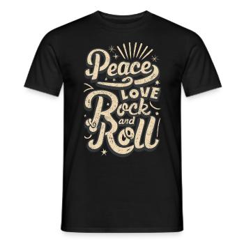 Peace Love Rock And Roll Déclaration Devise - T-shirt homme - noir - Devant - AI Model Male 178 light (178cm)