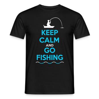 Keep Calm And Go Fishing Angler Sayings - Men's T-Shirt - black - Front - AI Model Male 178 light (178cm)
