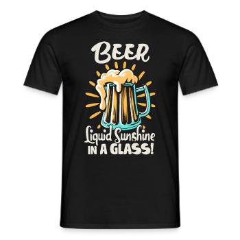 Beer Liquid Sunshine in a Glass Beer Saying - Men's T-Shirt - black - Front - AI Model Male 178 light (178cm)